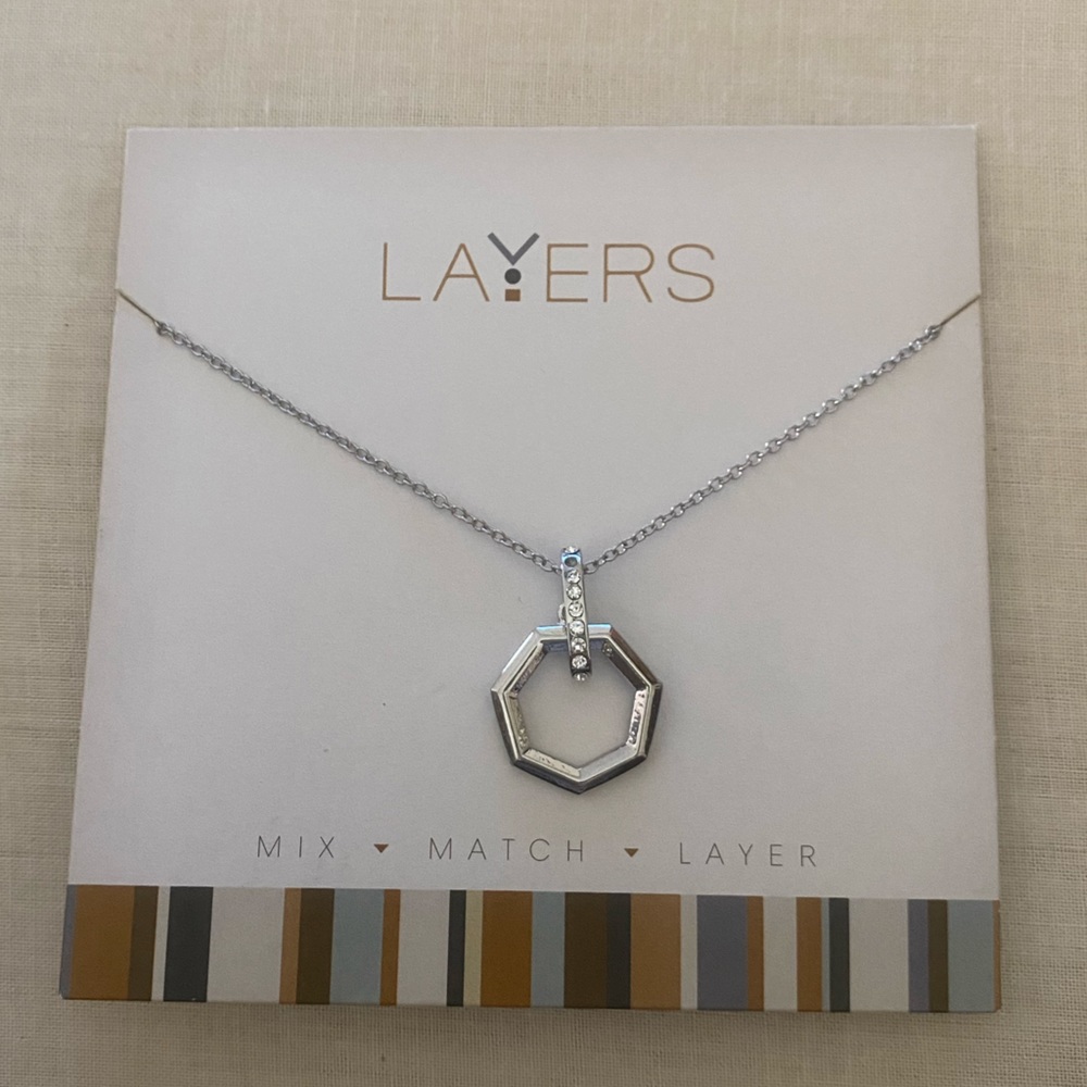 NWOT Silver Necklace with CZ studs BY LAYERS